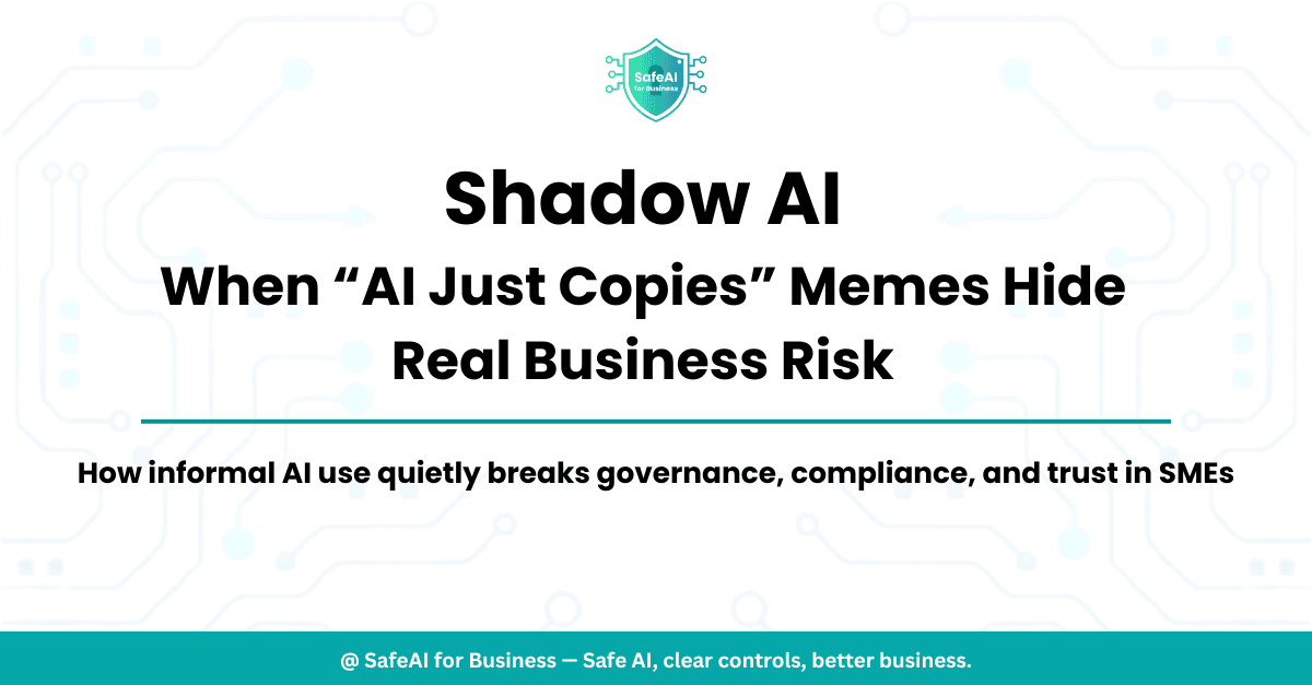 Shadow AI governance risk warning on a business dashboard screen