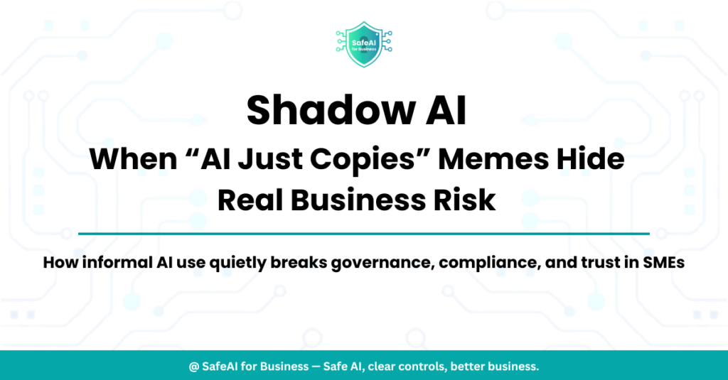 Shadow AI governance risk warning on a business dashboard screen