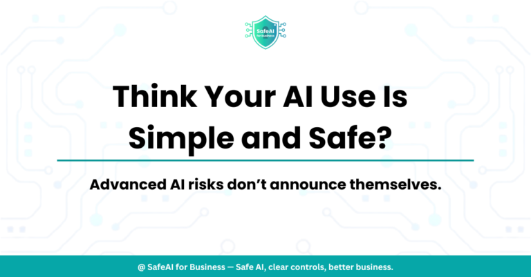 CEO reviewing AI risk dashboard on laptop in modern office